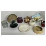 (F) Assorted Pottery Pieces Including Lidded Jars