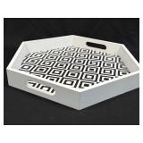 (F) Wooden Hexagonal Carry Tray With Handles and