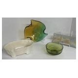 (G) Assorted Lot Including Handblown Glass Amber