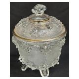 (E) Vintage Jeanette Clear Glass Footed Candy