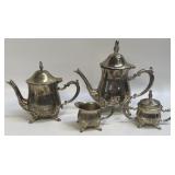 (E) 4 Pc Silverplate Tea Set