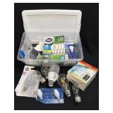 (E) Sterilite Storage Container And Light Bulbs