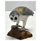(F) Vintage Handmade Carved Wood Owl Figurine