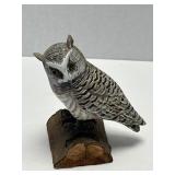 (F) Vintage Handmade Carved Wood Owl Figurine