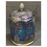 (M) Indiana Glass Blue Carnival Harvest Grapes