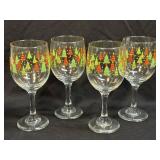 (E) Set Of 4 Christmas Wine Glasses As Pictured