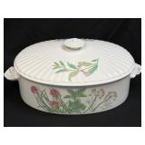 (M) Vintage SHAFFORD Oval Covered Casserole Herbs