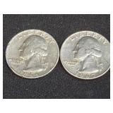 (SC) 2 Washington Quarters 1966, 1967 40% Silver