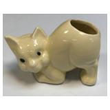 (A) Vintage Hall Pottery Small Yellow Cat Planter