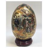 (E) Chinese Satsuma Porcelain Egg Hand Painted