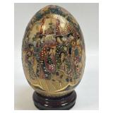 (E) Chinese Satsuma Porcelain Egg Hand Painted