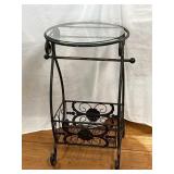 (FL) Metal Magazine Rack Table with Glass Top 23"