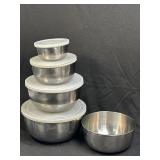 (F) Assorted Stainless Steel Bowls With Lids as