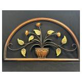 (F) Ornate Floral Metal Demi-Lune Wall Decor