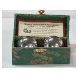(F) Vintage Chinese Baoding Balls in Box Metal