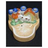 (A) Vintage 1950s Porcelain Boy With Dog Ashtray