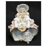 (A) Vintage Lefton Bloomer Girl with Flowers and