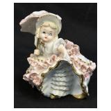 (A) VIntage Lefton Pink Bloomers Girl with Bonnet