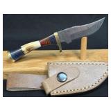 (SC) 6ï¿½ Damascus Style Fixed Blade Knife With