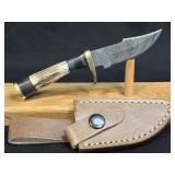 (SC) 6ï¿½ Damascus Style Fixed Blade Knife With