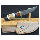 (SC) 6ï¿½ Damascus Style Fixed Blade Knife With