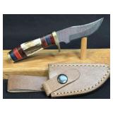 (SC) 6ï¿½ Damascus Style Fixed Blade Knife With