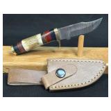 (SC) 6ï¿½ Damascus Style Fixed Blade Knife With