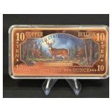 (SC) 10 TROY Oz White Tailed Deer .999 Copper