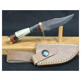 (SC) 6ï¿½ Damascus Style Fixed Blade Knife With