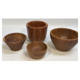 (E) Vintage Hand Carved Wooden Bowls Some Signed