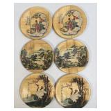 (E) Vintage Hand-Painted Woven Bamboo Coasters