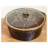 Antique Brown Casserole / Baker w/ lid Mulberry