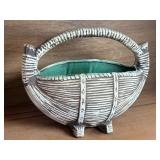 McCoy Pottery Basket Line Basket Planter Green