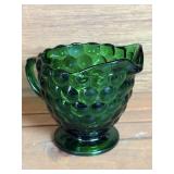 Anchor Hocking Forest Green Bubble Creamer 3 1/2'