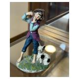 Vintage Chalkware Italy Boy with Dog 5'