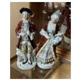 2 Hand Painted Porcelain Victorian Figurines
