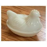 4' Hazel Atlas Milk Glass Hen On Nest