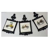 3 Homco Cast Iron Trivettes