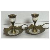 Vintage Pair of Golden White Brass & Mother of