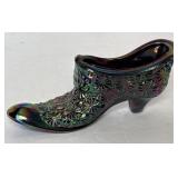 LE Smith Button & Daisy Amethyst Carnival Glass