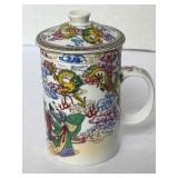 Chinese Ceramic Tea Diffuser 3 Piece Cup Lid and