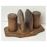 Oak Wood Napkin Holder Salt and Pepper Shaker Set