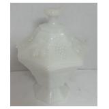 Vintage Anchor Hocking Milk Glass Embossed Grape