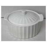 White Ribbed Casserole Dish