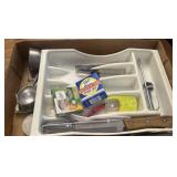 Box lot of assorted kitchenware and utensil