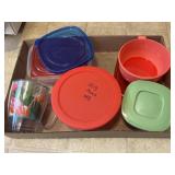 Tray Lot of assorted Tupperware and more
