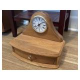 Manor Clock With Drawer- Oak Finish