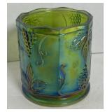 INDIANA Glass Iridescent Green Carnival Glass