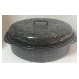Vintage Enamel Ware Roasting Pan Graniteware