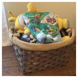 Woven Basket and Assorted Toys